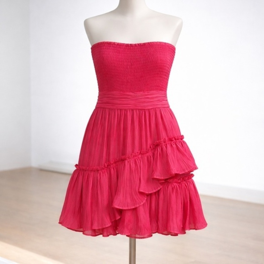Ramy Brook Pink Strapless Ruffle Dress Size 10 NWT Ramy Brook party summer